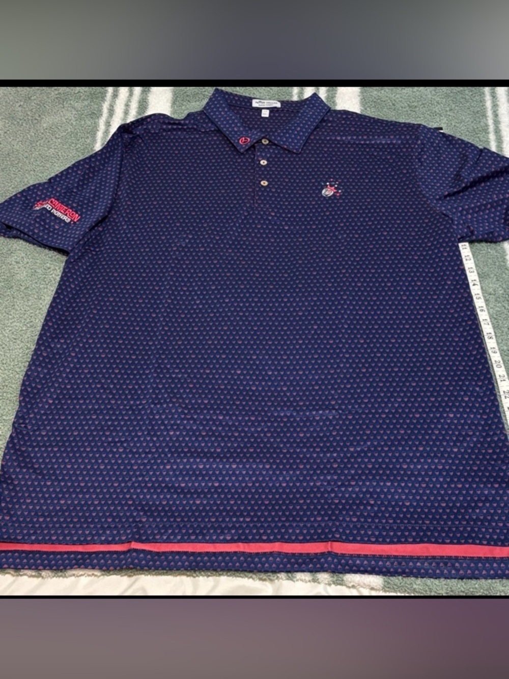 Peter Millar Scotty Cameron XXL Skull Patterned, Golf Polo in Navy and Red